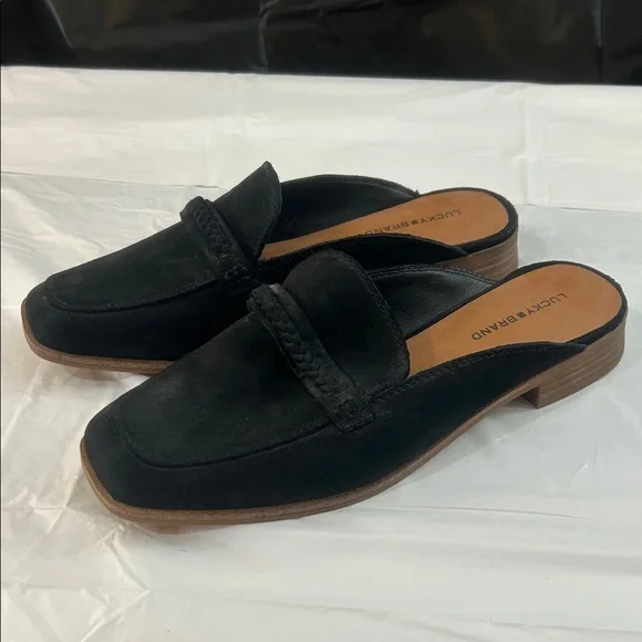 Lucky Brand Black suede slip on mules shoes 9 - Picture 1 of 8